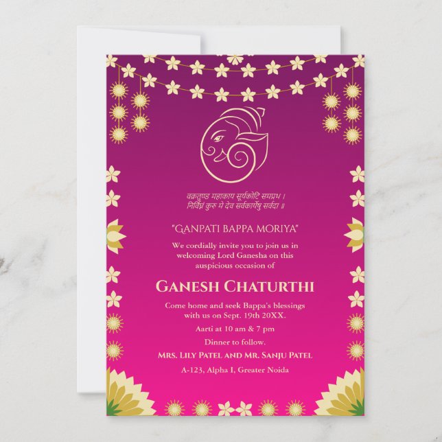 Invitation Ganesh Chaturthi Puja Floral (Devant)