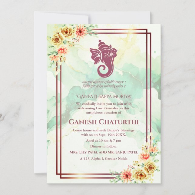 Invitation Ganesh Chaturthi Puja Floral (Devant)