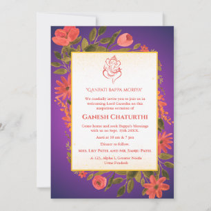 Invitation Ganesh Chaturthi Puja Floral
