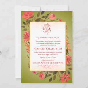 Invitation Ganesh Chaturthi Puja Floral