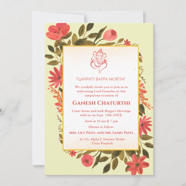 Invitation Ganesh Chaturthi Puja Floral (Devant)