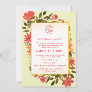 Invitation Ganesh Chaturthi Puja Floral
