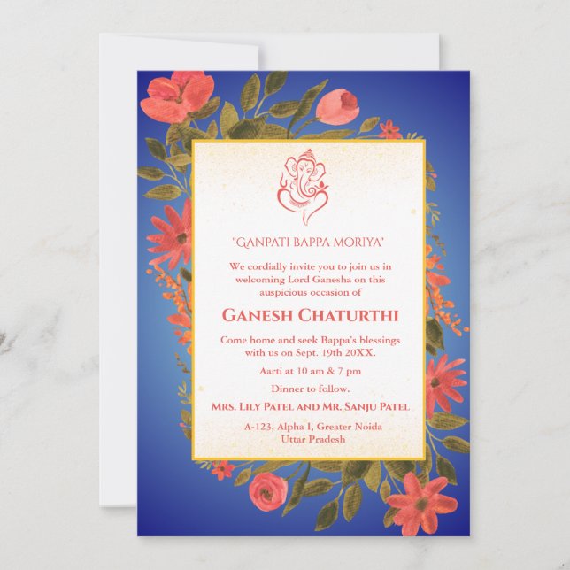 Invitation Ganesh Chaturthi Puja Floral (Devant)