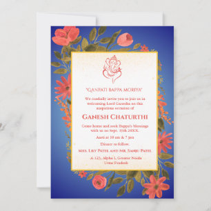 Invitation Ganesh Chaturthi Puja Floral