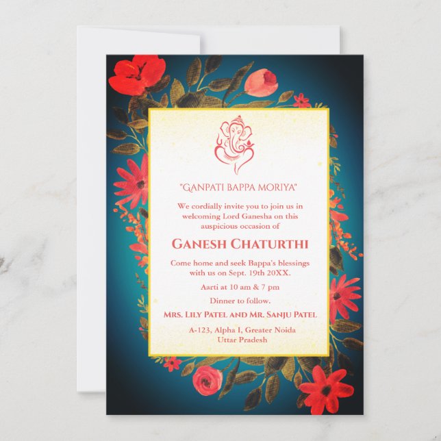 Invitation Ganesh Chaturthi Puja Floral (Devant)