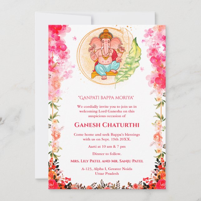 Invitation Ganesh Chaturthi Puja Floral (Devant)