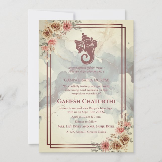 Invitation Ganesh Chaturthi Puja Floral (Devant)