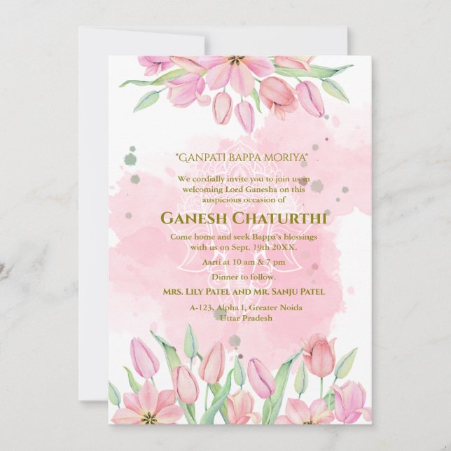 Invitation Ganesh Chaturthi Puja Floral (Devant)