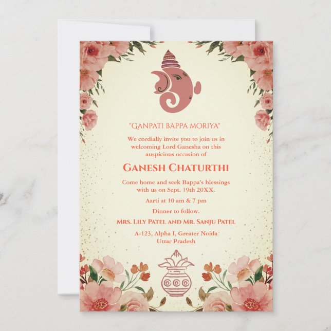 Invitation Ganesh Chaturthi Puja Floral (Devant)