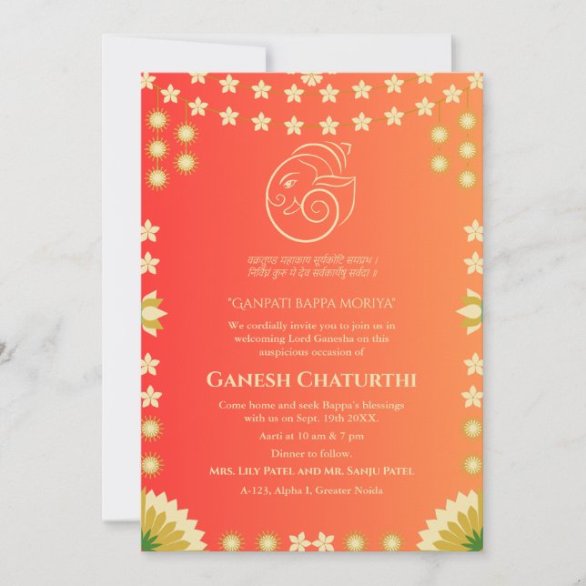 Invitation Ganesh Chaturthi Puja Floral (Devant)