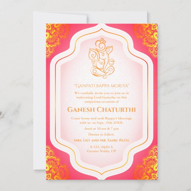 Invitation Ganesh Chaturthi Puja Golden (Devant)