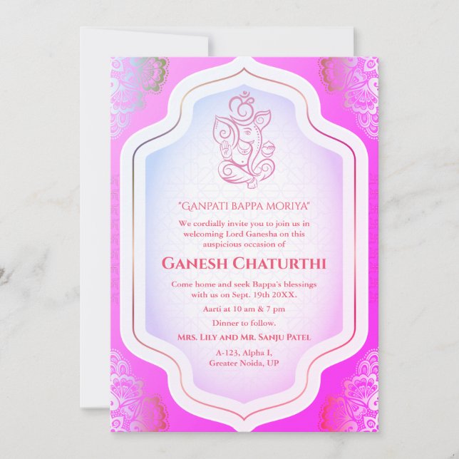 Invitation Ganesh Chaturthi Puja Golden (Devant)