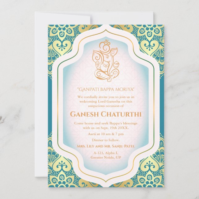 Invitation Ganesh Chaturthi Puja Golden (Devant)