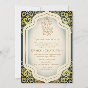 Invitation Ganesh Chaturthi Puja Golden