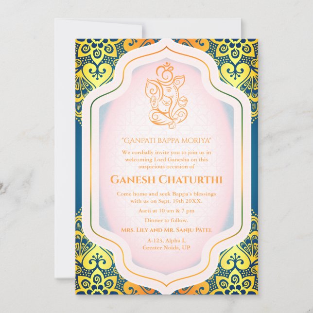 Invitation Ganesh Chaturthi Puja Golden (Devant)