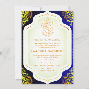 Invitation Ganesh Chaturthi Puja Golden