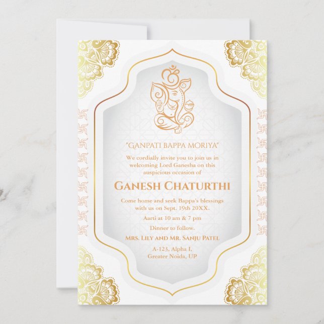 Invitation Ganesh Chaturthi Puja Golden (Devant)