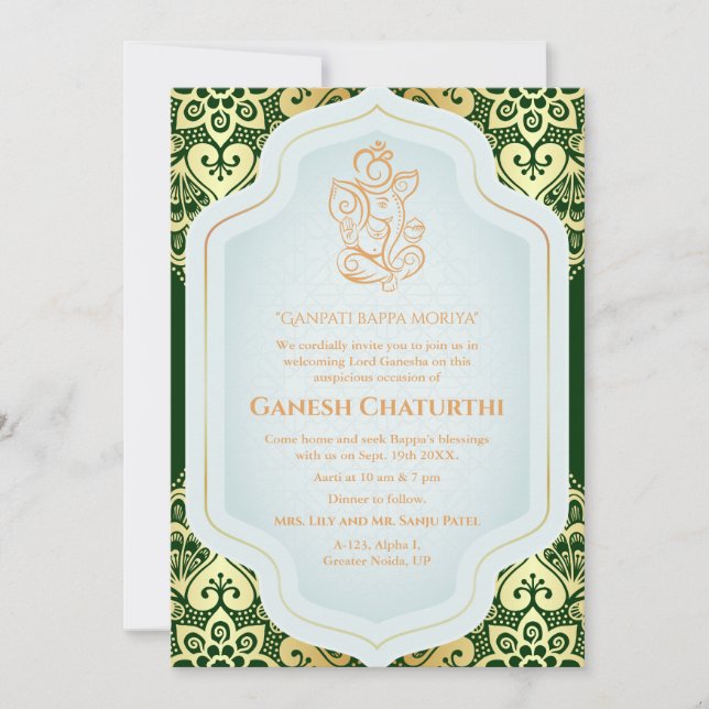 Invitation Ganesh Chaturthi Puja Golden (Devant)