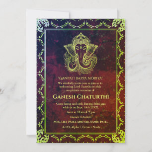 Invitation Ganesh Chaturthi Puja Roya Eléments dorés