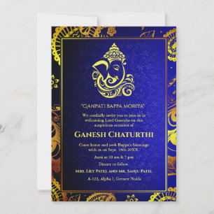 Invitation Ganesh Chaturthi Puja Roya Eléments dorés