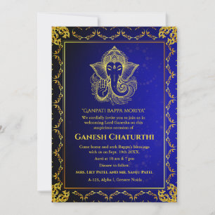 Invitation Ganesh Chaturthi Puja Roya Eléments dorés
