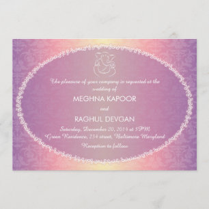 Invitation Ganesha classique/Mariage damassé indienne Faire-p