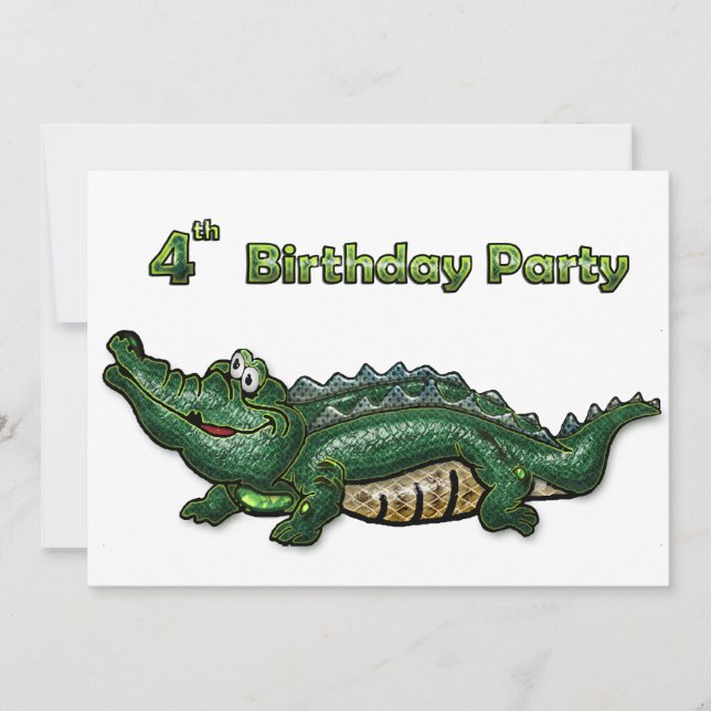 Invitation Gang Green Gator 4 Anniversaire (Devant)