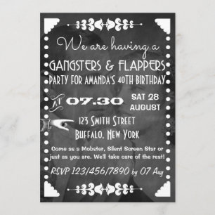 Invitation Gangsters et Fêtards de Tableau Noir