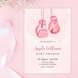 Invitation Gants de boxe roses 