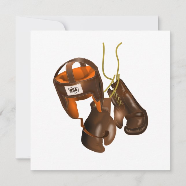 Invitation Gants et casque de boxe vintages (Devant)