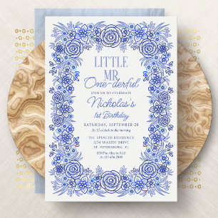 Invitation Garçon 1er Anniversaire M. One-derful Floral