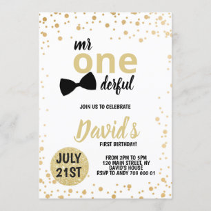 Invitation Garçon 1er anniversaire M. Onederful Premier anniv