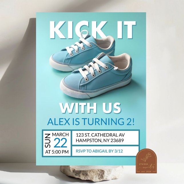 Invitation Garçon 2ème Anniversaire Basket Pastel Bleu (Créateur téléchargé)