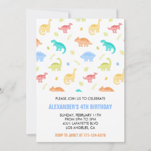 Invitation Garçon 4 ans dinosaure jungle enfants t rex bleu