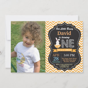 Invitation Garçon anniversaire lapin oeuf de Pâques 1er Premi