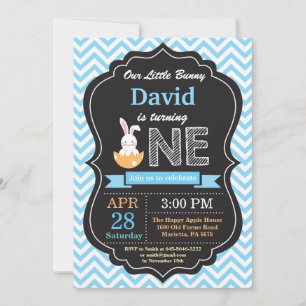Invitation Garçon anniversaire lapin Œuf de Pâques 1er Premie