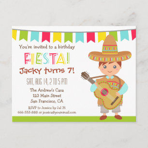 Invitation Garçon aux yeux bleus Fiesta mexicaine Fête d'anni