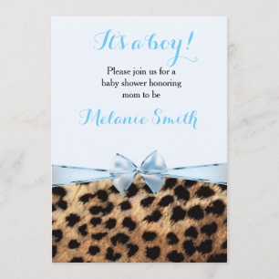 Invitation Garçon Baby Shower Arc Bleu Guépard Léo