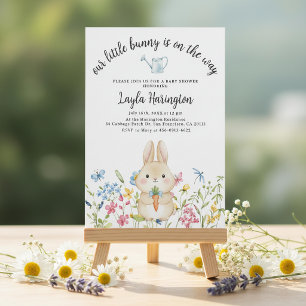 Invitation Garçon Baby Shower Fleur de Lapin de Conte de Fées
