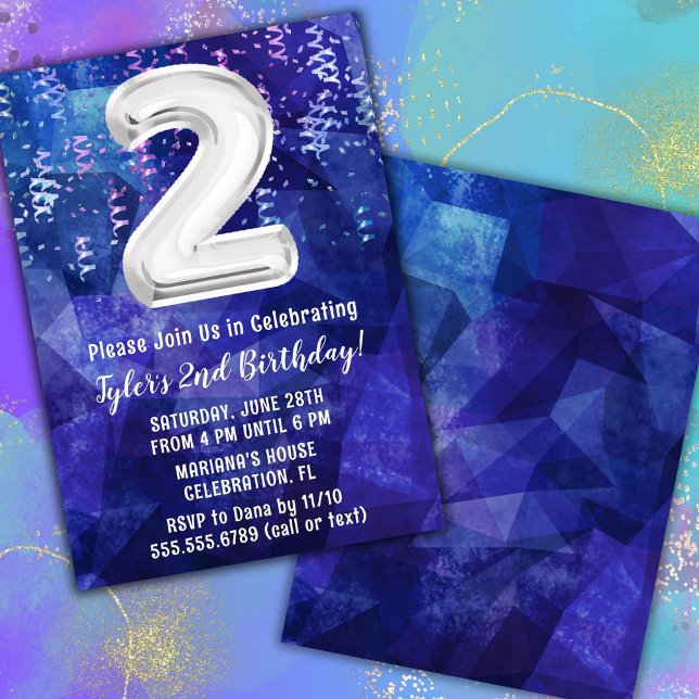 Invitation Garçon Bleu Blanc 2e Anniversaire (Créateur téléchargé)