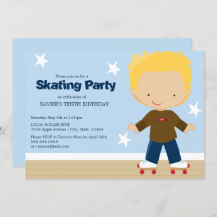 Invitation Garçon blond de patinage de la partie  
