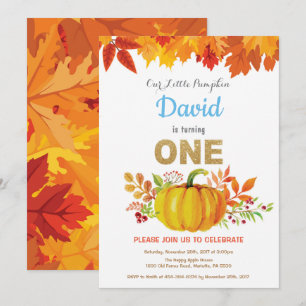 Invitation Garçon Citrouille Automne Premier Anniversaire Pai