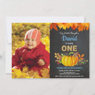 Invitation Garçon Citrouille Automne Premier Anniversaire Tab