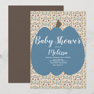 Invitation Garçon Citrouille Bleue Baby Shower d'Automne