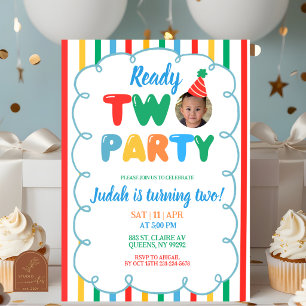 Invitation Garçon Coloré Prêt POUR Fête 2ème Anniversaire