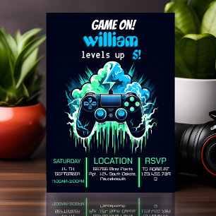 Invitation garçon cool gamin niveau jusqu'à 5e anniversaire