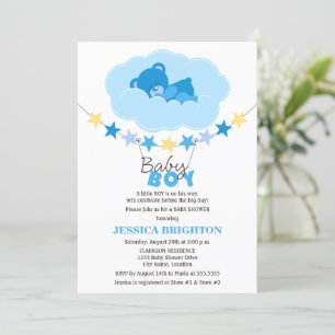Invitation Garçon couchant ours en peluche Ours dans le Baby 