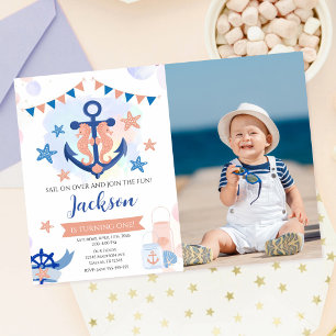 Invitation Garçon d'Ancre de la Marine Naútque 1er Anniversai