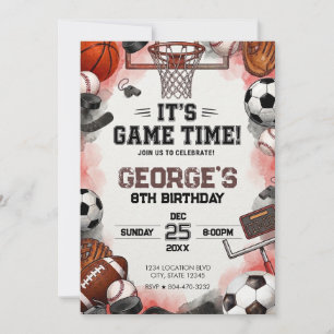 Invitation Garçon d'anniversaire Ballons de Sport