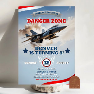 Invitation Garçon d'anniversaire pilote de jet de l'armée de